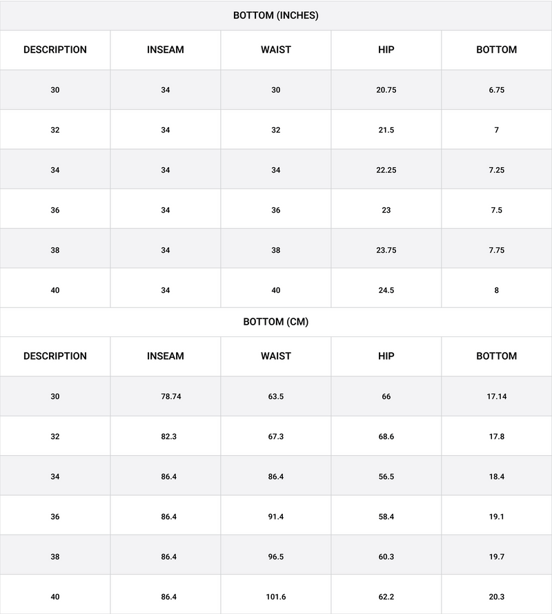 Size chart for Signature Regular Fit Jeans
