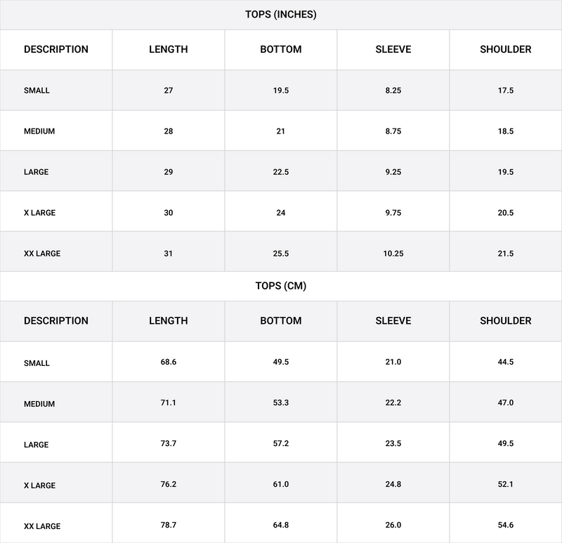 Size chart for Micro-Textured Cotton Pique Polo