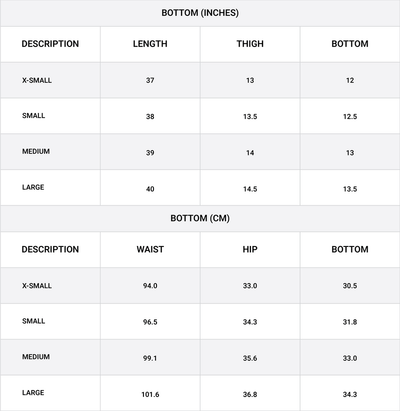 Size chart for Button Detail Co-Ord Bottom