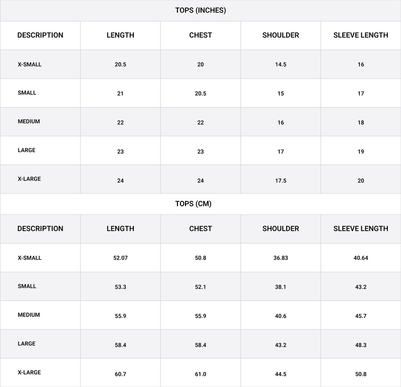Size chart for Balloon Sleeve Relaxed Top