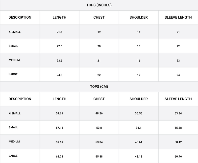 Size chart for Structured Monochrome Top