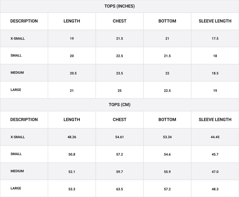 Size chart for Striped Chic Shacket