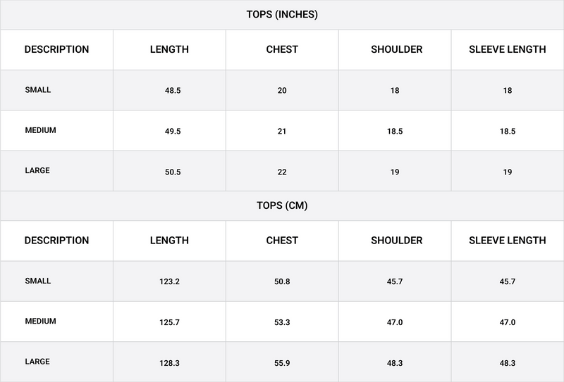 Size chart for Classic A-Line Shirt Dress
