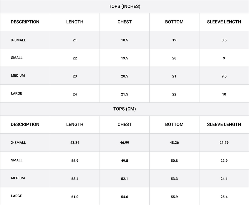 Size chart for Jhonny Collar Polo T-shirt