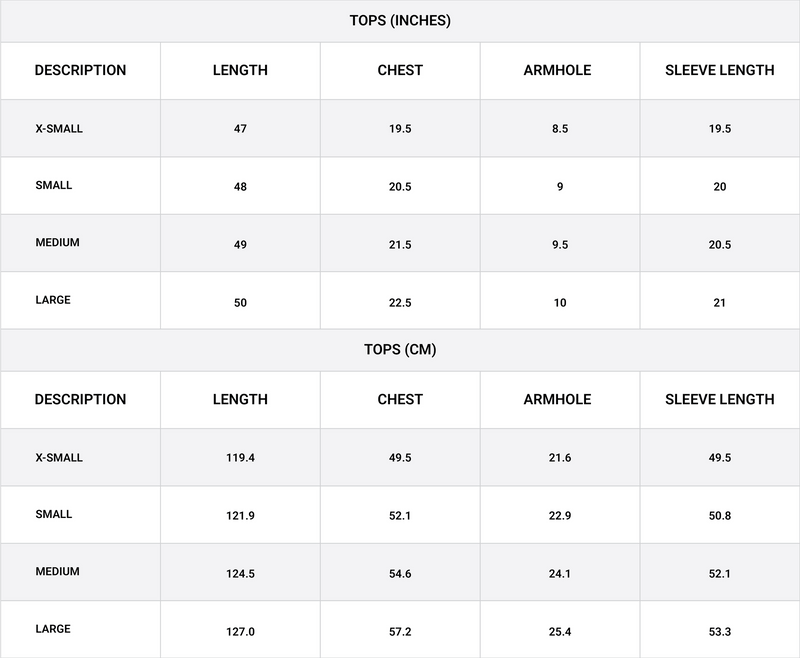 Size chart for Button Detail Co-ord Top