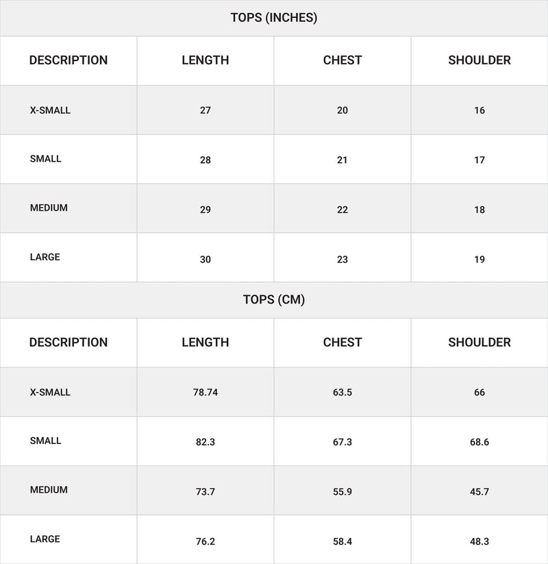 Size chart for The Cloud Cotton Co-ord Top