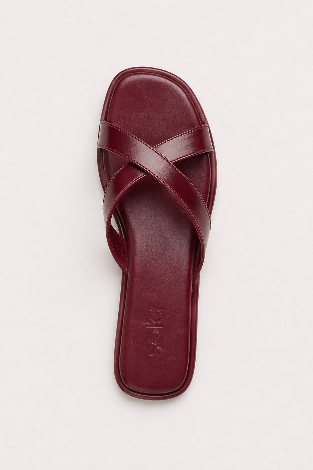 Cross-Over Leather Slides - Burgundy