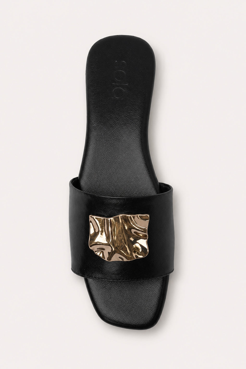 Flat Leather Sandals - Black