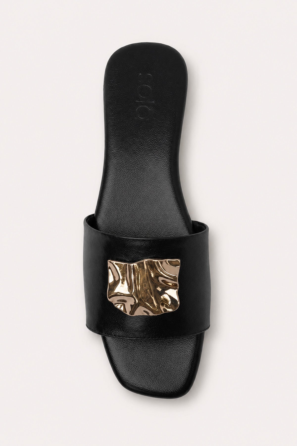 Flat Leather Sandals - Black