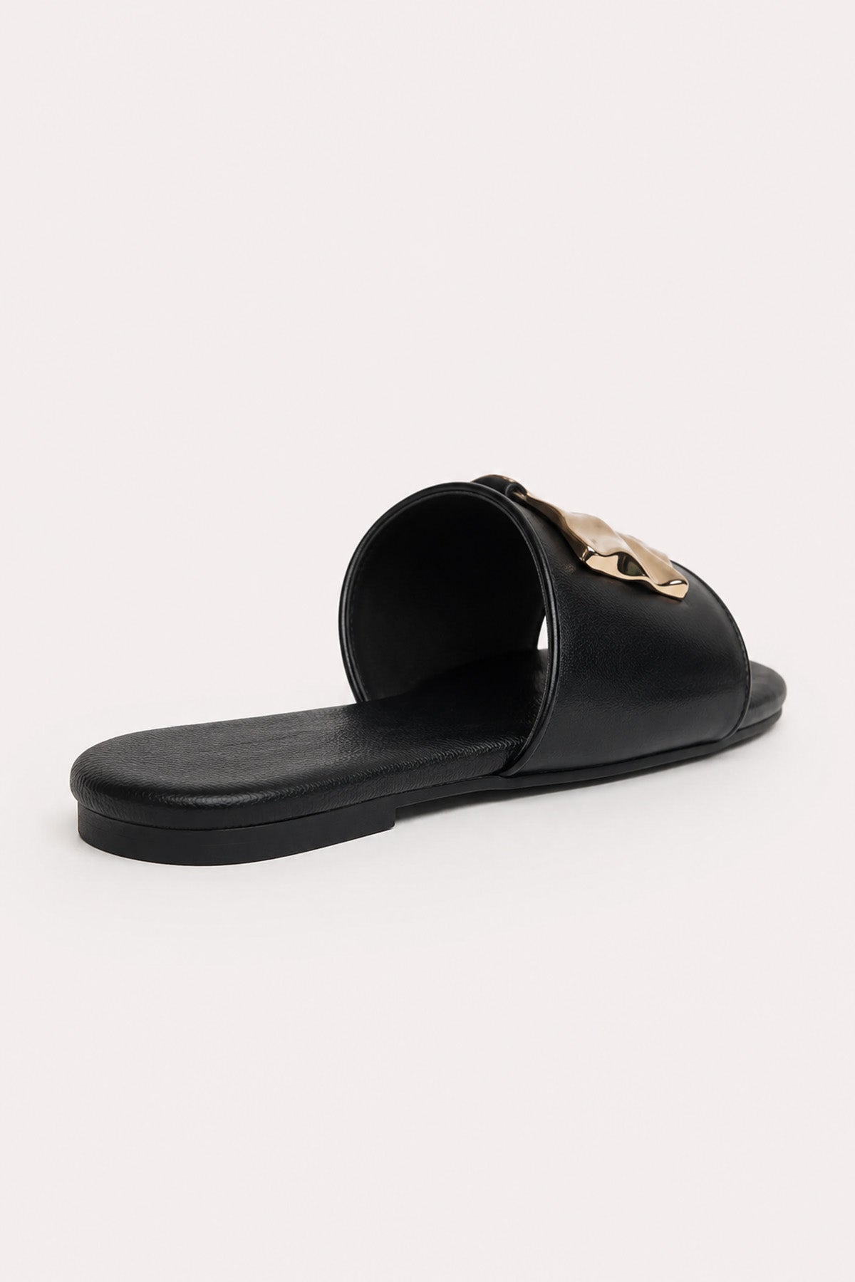 Flat Leather Sandals - Black