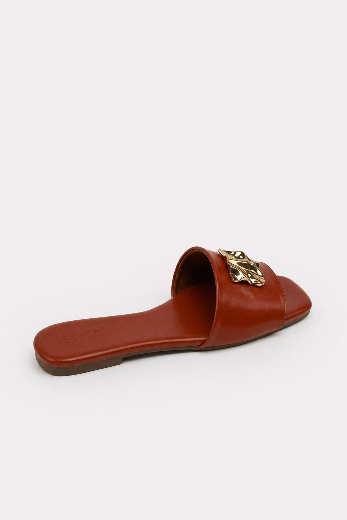 Flat Leather Sandals - Burnt Orange