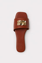 Flat Leather Sandals - Burnt Orange