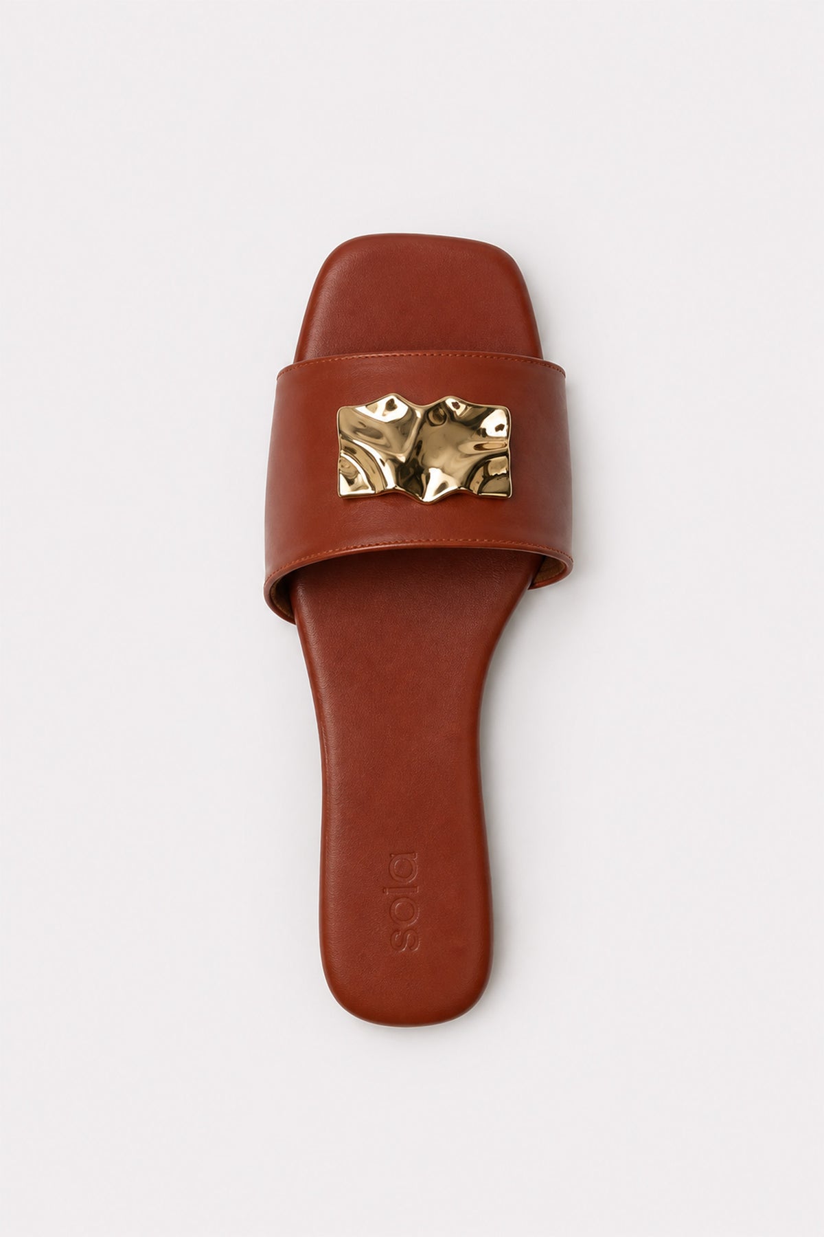 Flat Leather Sandals - Burnt Orange
