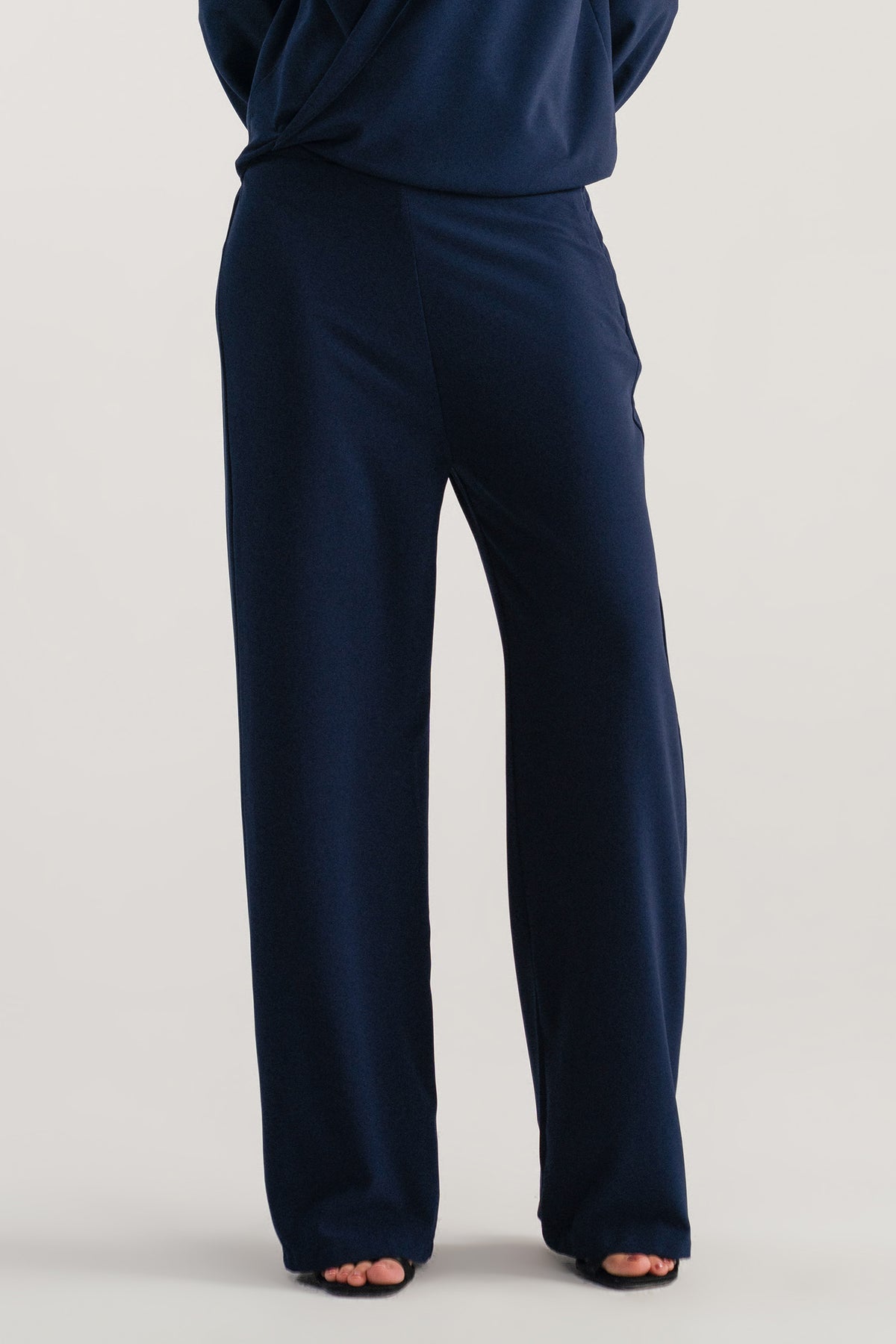Long Sleeve Wrap Bodice Co-Ord - Navy Blue