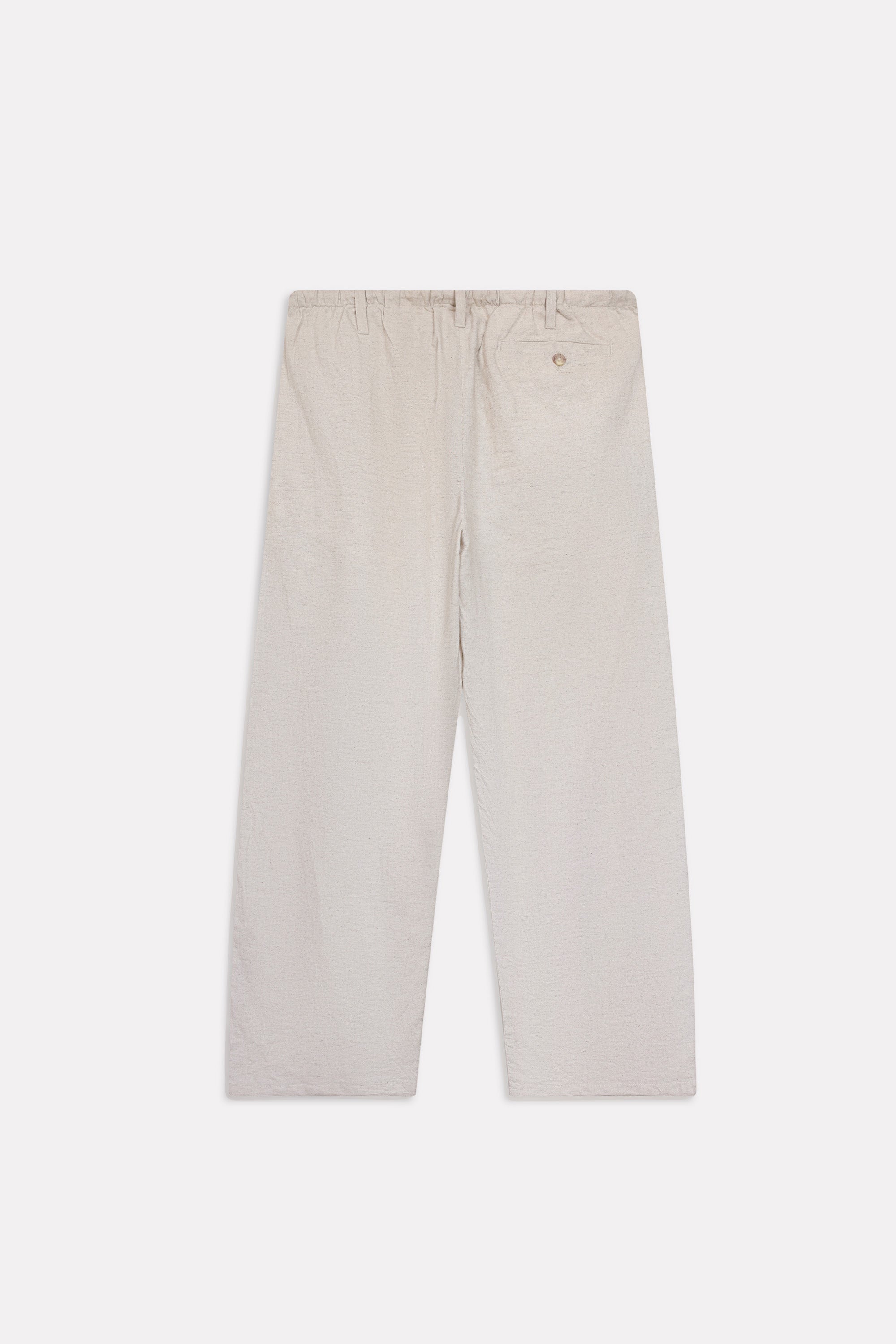 Additional view of the beige linen blend drawstring trouser, by SOLA Pakistan.