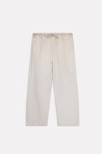 Additional view of the beige linen blend drawstring trouser, by SOLA Pakistan.