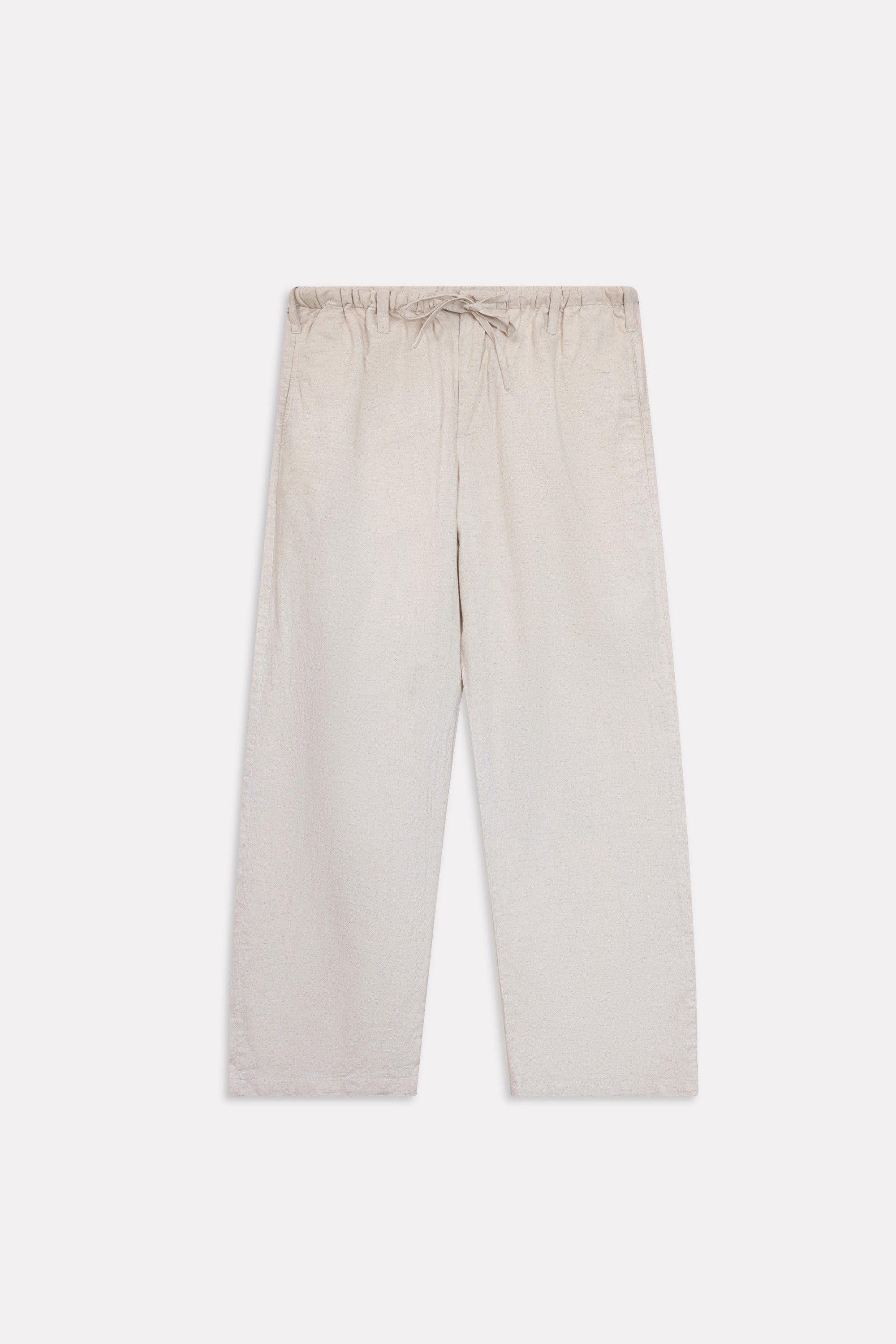 Additional view of the beige linen blend drawstring trouser, by SOLA Pakistan.