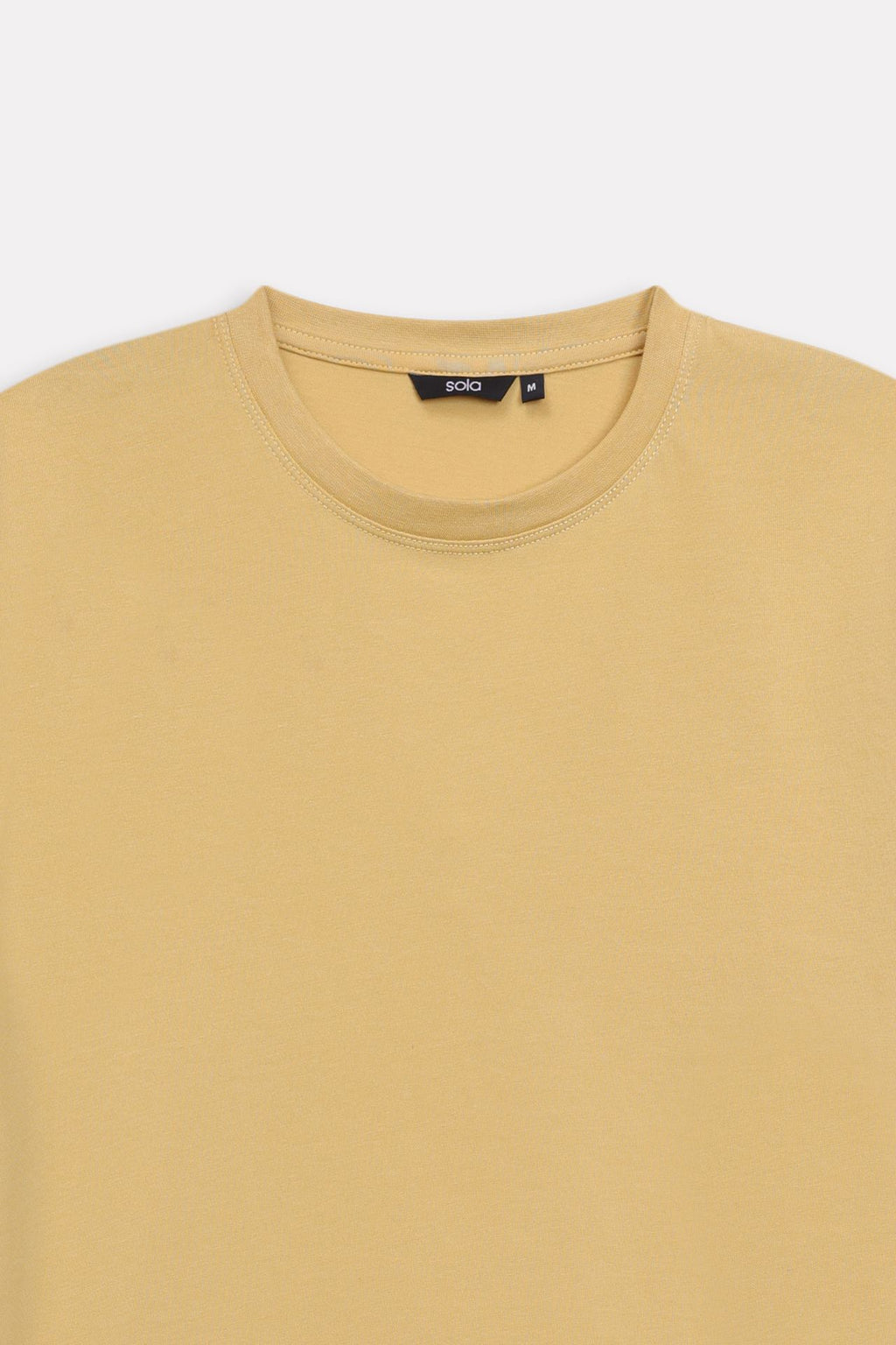 Additional view of the beige regular fit crew neck t-shirt, by SOLA Pakistan.