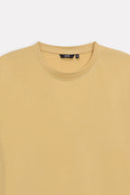 Additional view of the beige regular fit crew neck t-shirt, by SOLA Pakistan.