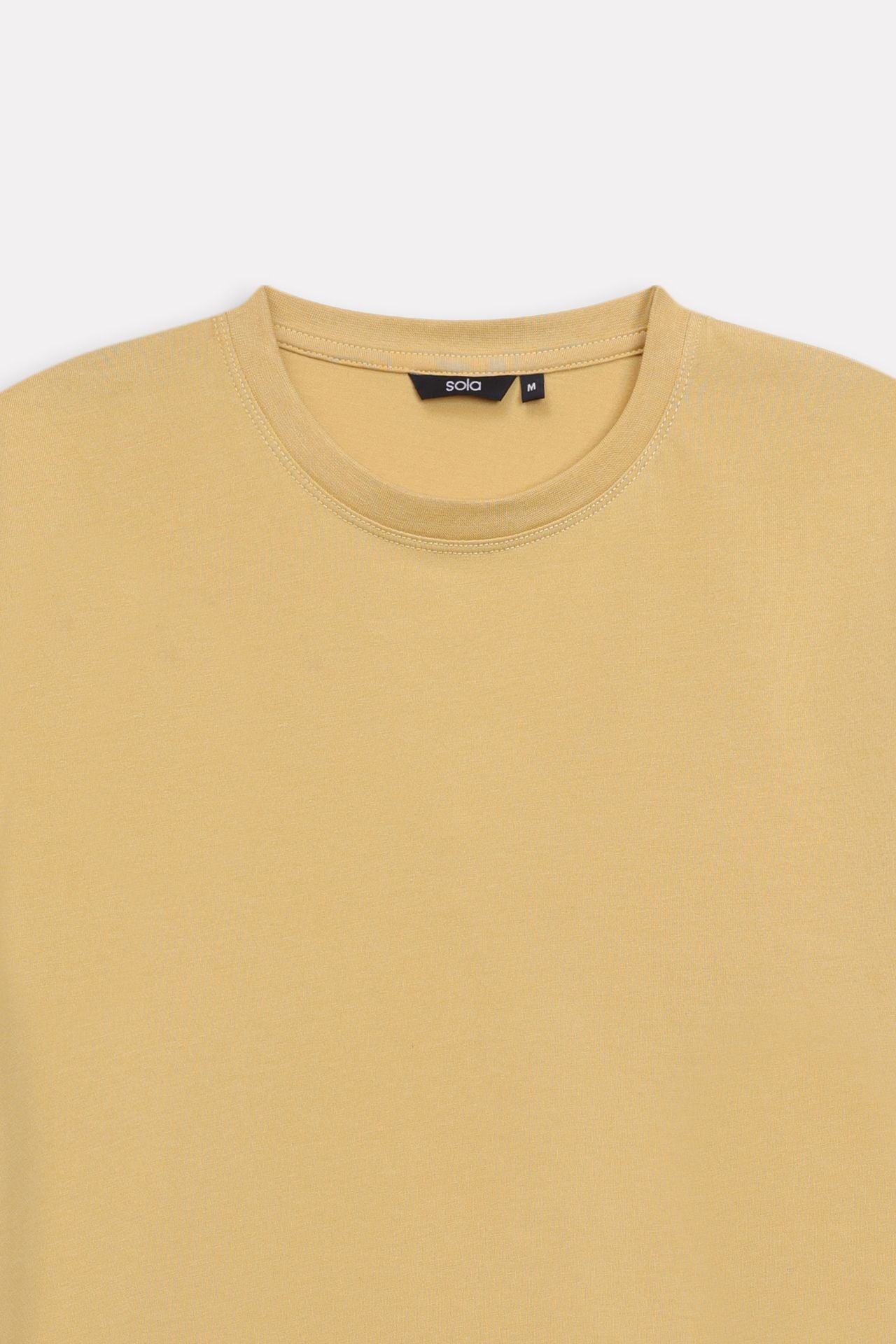 Additional view of the beige regular fit crew neck t-shirt, by SOLA Pakistan.
