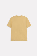 Additional view of the beige regular fit crew neck t-shirt, by SOLA Pakistan.