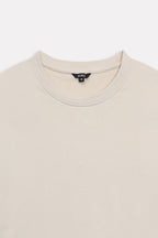 Additional view of the beige (sand) drop shoulder cotton t-shirt, by SOLA Pakistan.