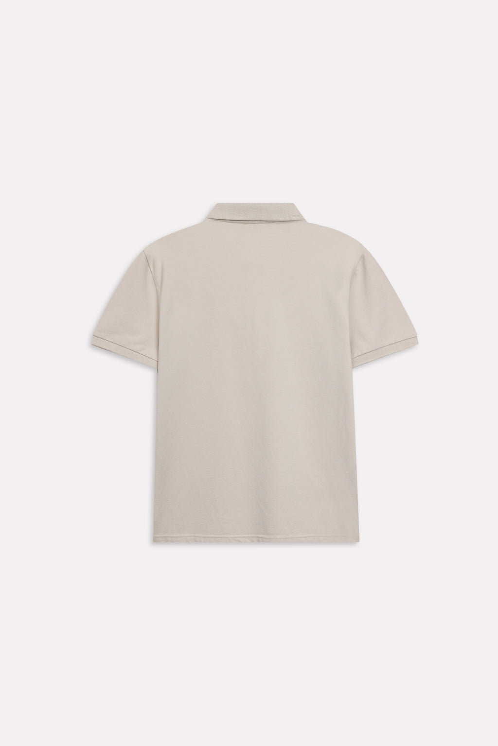 Additional view of the beige (sand) micro-textured cotton pique polo, by SOLA Pakistan.