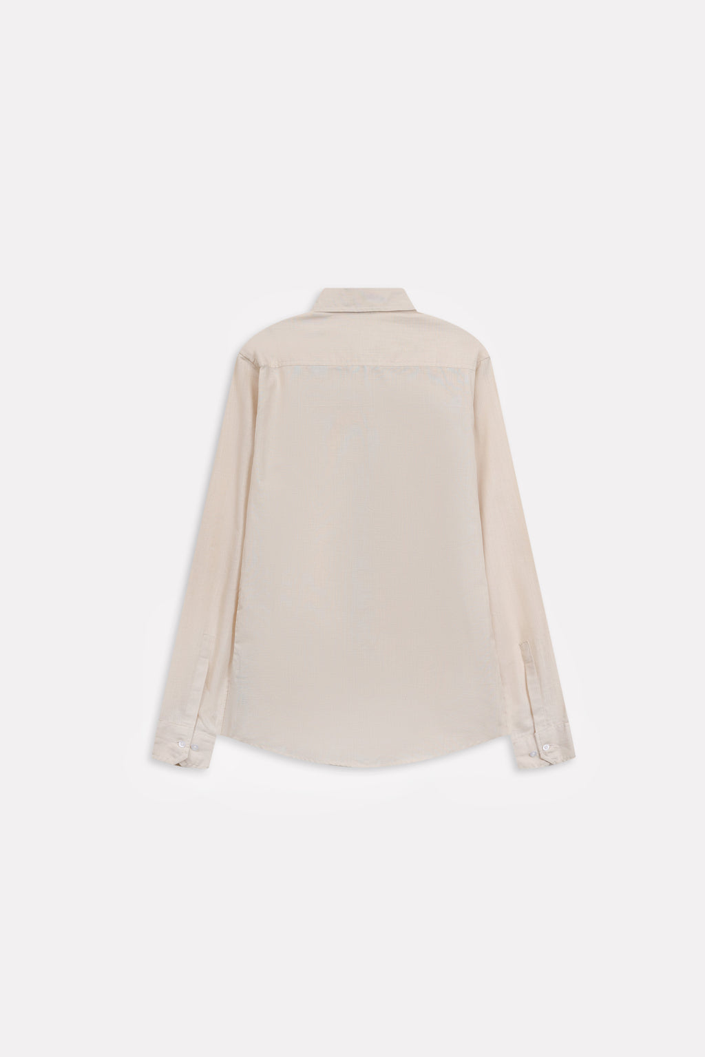 Texture and fabric detail, beige (sand) relaxed cotline shirt, by SOLA Pakistan.