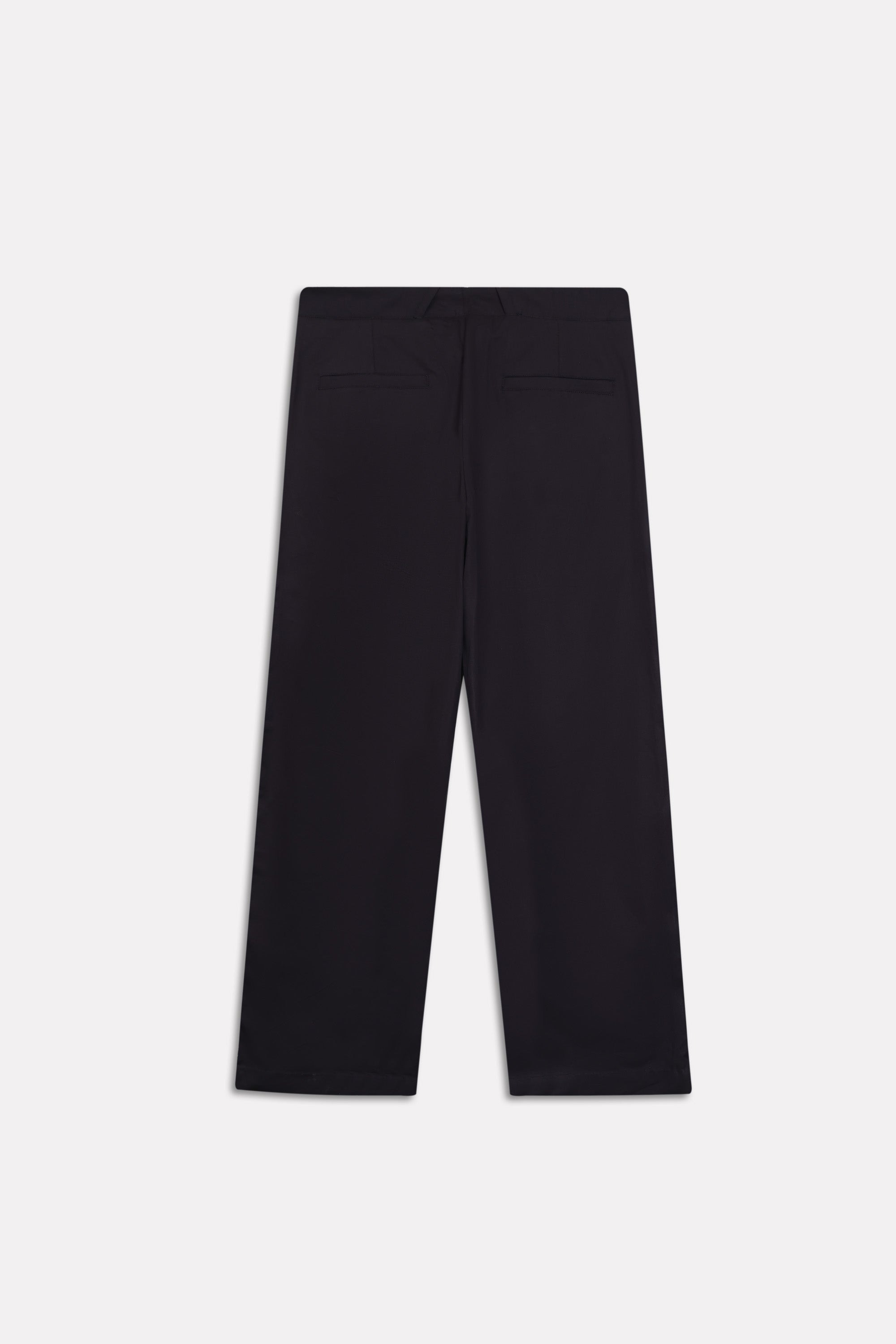 Additional view of the black barrel-leg pleated trouser, by SOLA Pakistan.