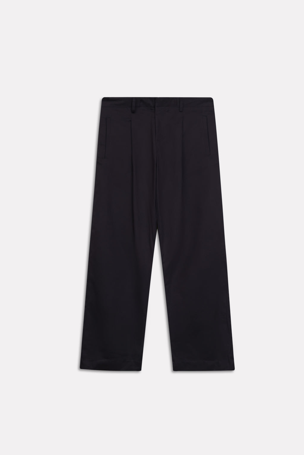 Additional view of the black barrel-leg pleated trouser, by SOLA Pakistan.