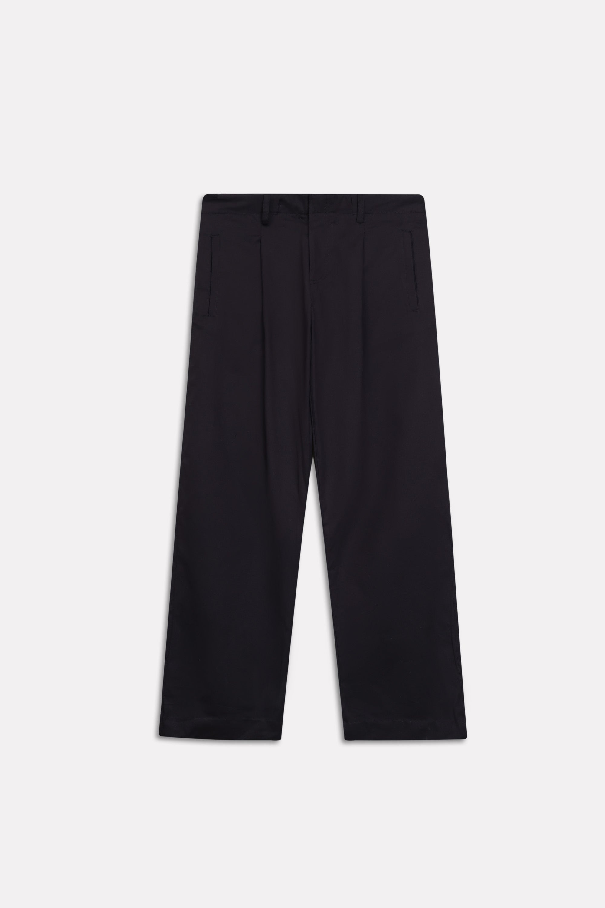 Additional view of the black barrel-leg pleated trouser, by SOLA Pakistan.