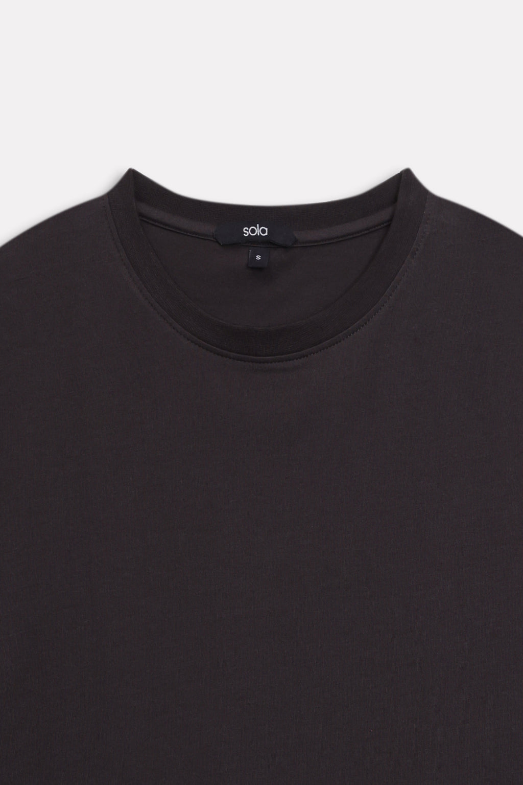 Additional view of the black drop shoulder cotton t-shirt, by SOLA Pakistan.