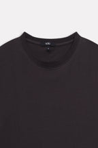 Additional view of the black drop shoulder cotton t-shirt, by SOLA Pakistan.