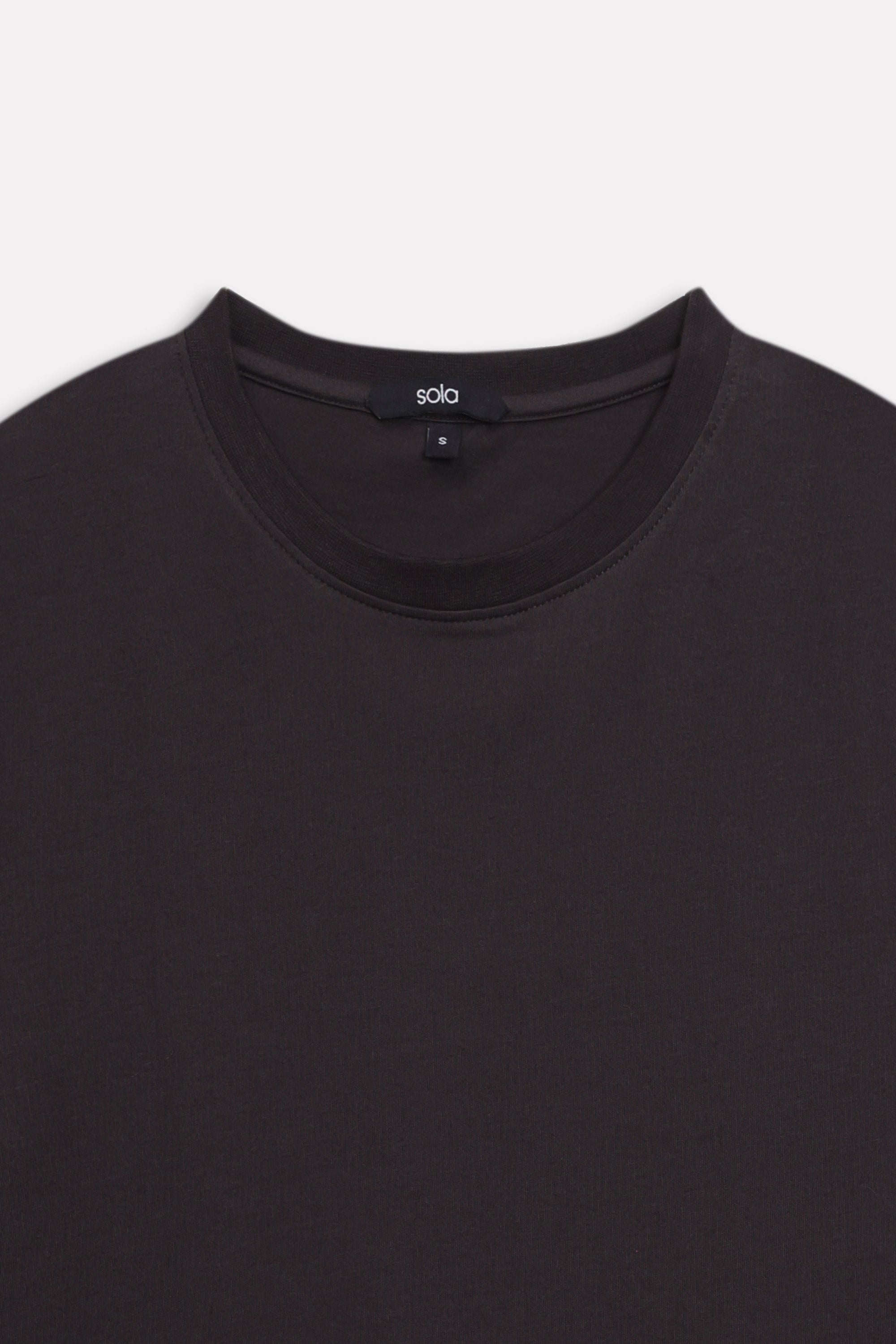 Additional view of the black drop shoulder cotton t-shirt, by SOLA Pakistan.