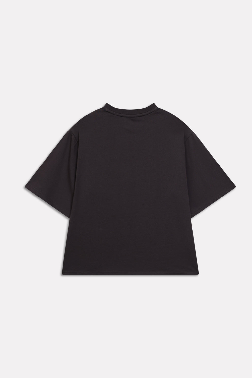 Texture and fabric detail, black drop shoulder cotton t-shirt, by SOLA Pakistan.