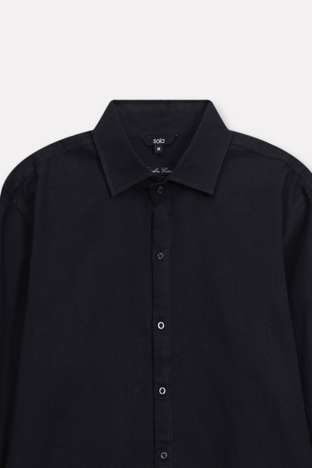 Additional view of the black regular fit cotton shirt, by SOLA Pakistan.