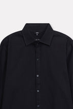 Additional view of the black regular fit cotton shirt, by SOLA Pakistan.