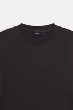 Additional view of the black regular fit crew neck t-shirt, by SOLA Pakistan.