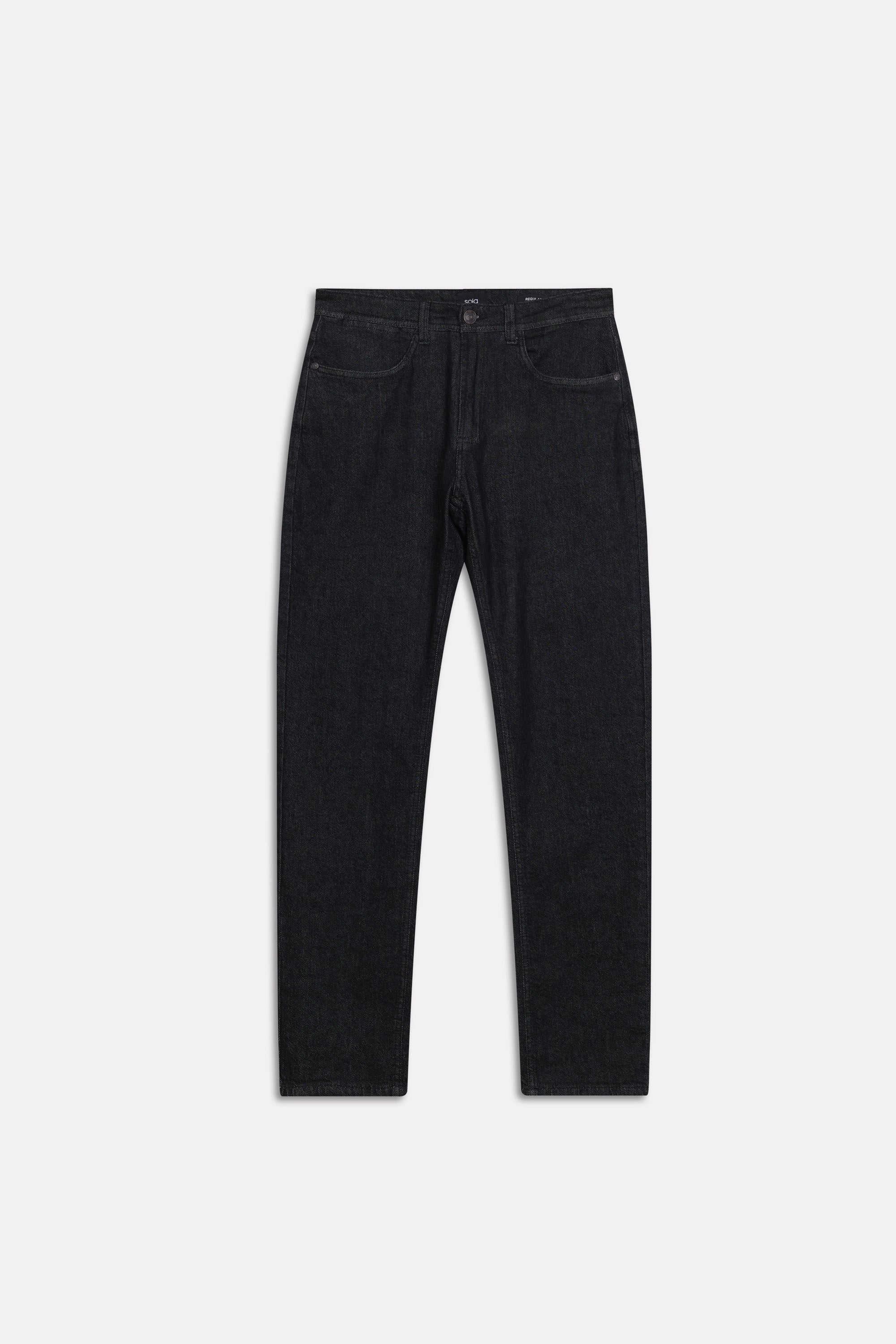 Black regular fit jean, alternate angle, by SOLA Pakistan.