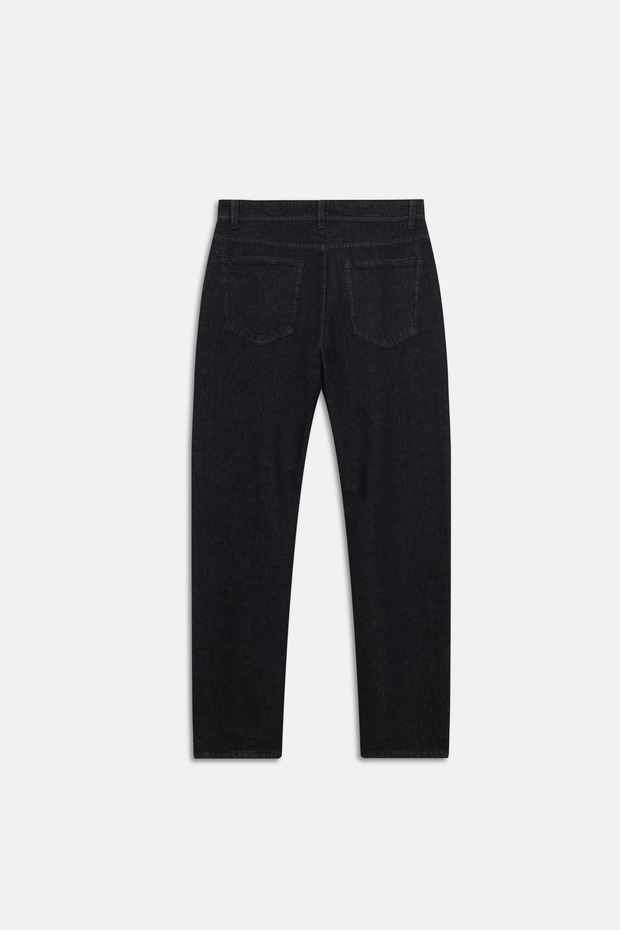 Flat lay of the black regular fit jean, by SOLA Pakistan.