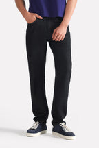 Black regular fit jean, full styled look, by SOLA Pakistan.