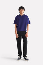 Black regular fit jean in cotton, worn by a model, by SOLA Pakistan.