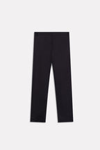 Flat lay of the black straight fit cotton trouser, by SOLA Pakistan.