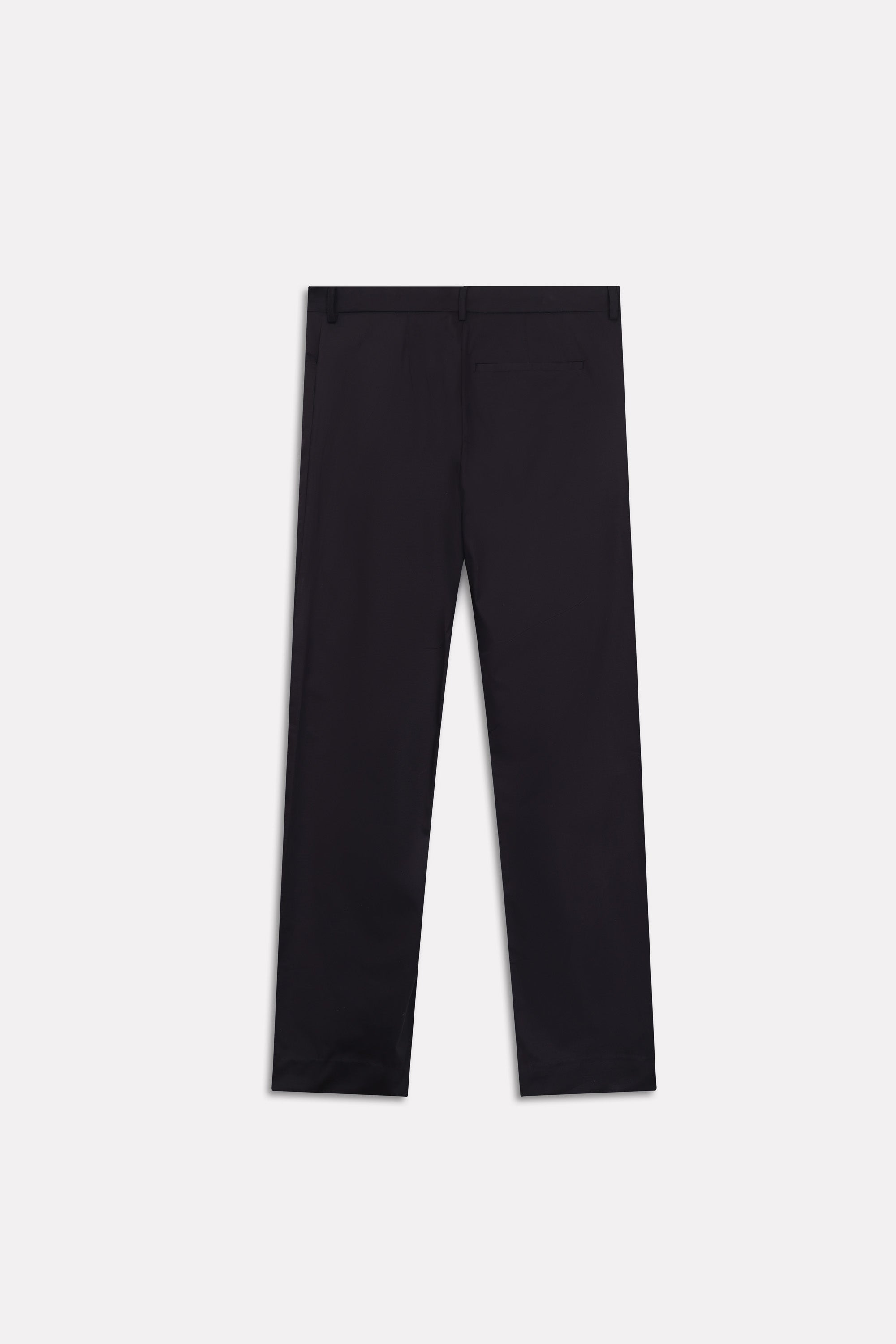 Flat lay of the black straight fit cotton trouser, by SOLA Pakistan.