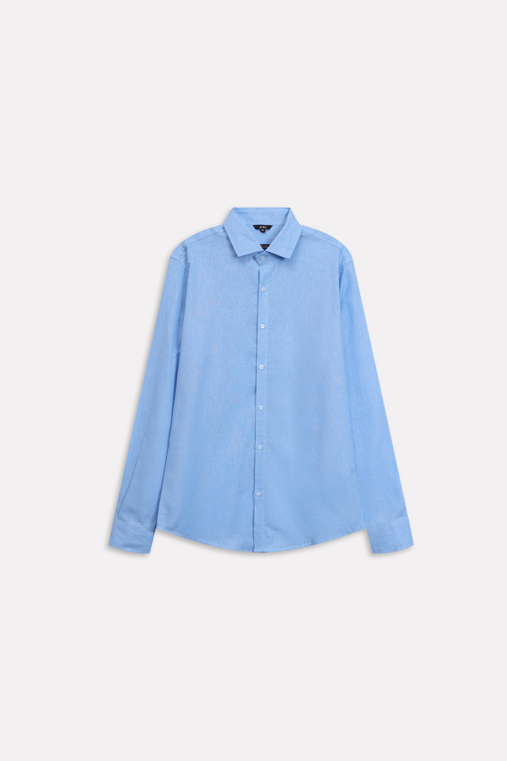 Blue (french blue) relaxed cotline shirt, alternate angle, by SOLA Pakistan.