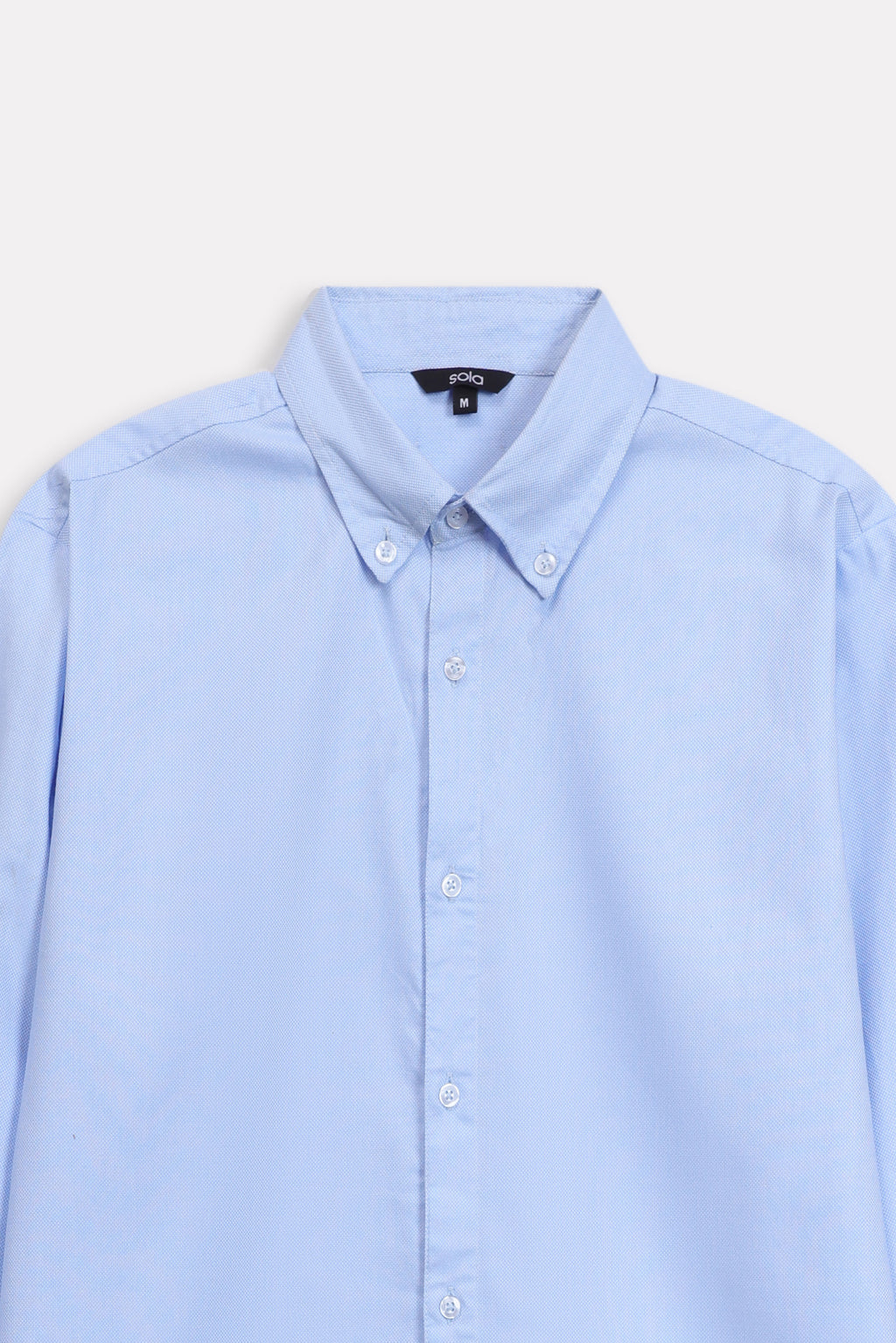 Additional view of the blue slim fit textured oxford shirt, by SOLA Pakistan.