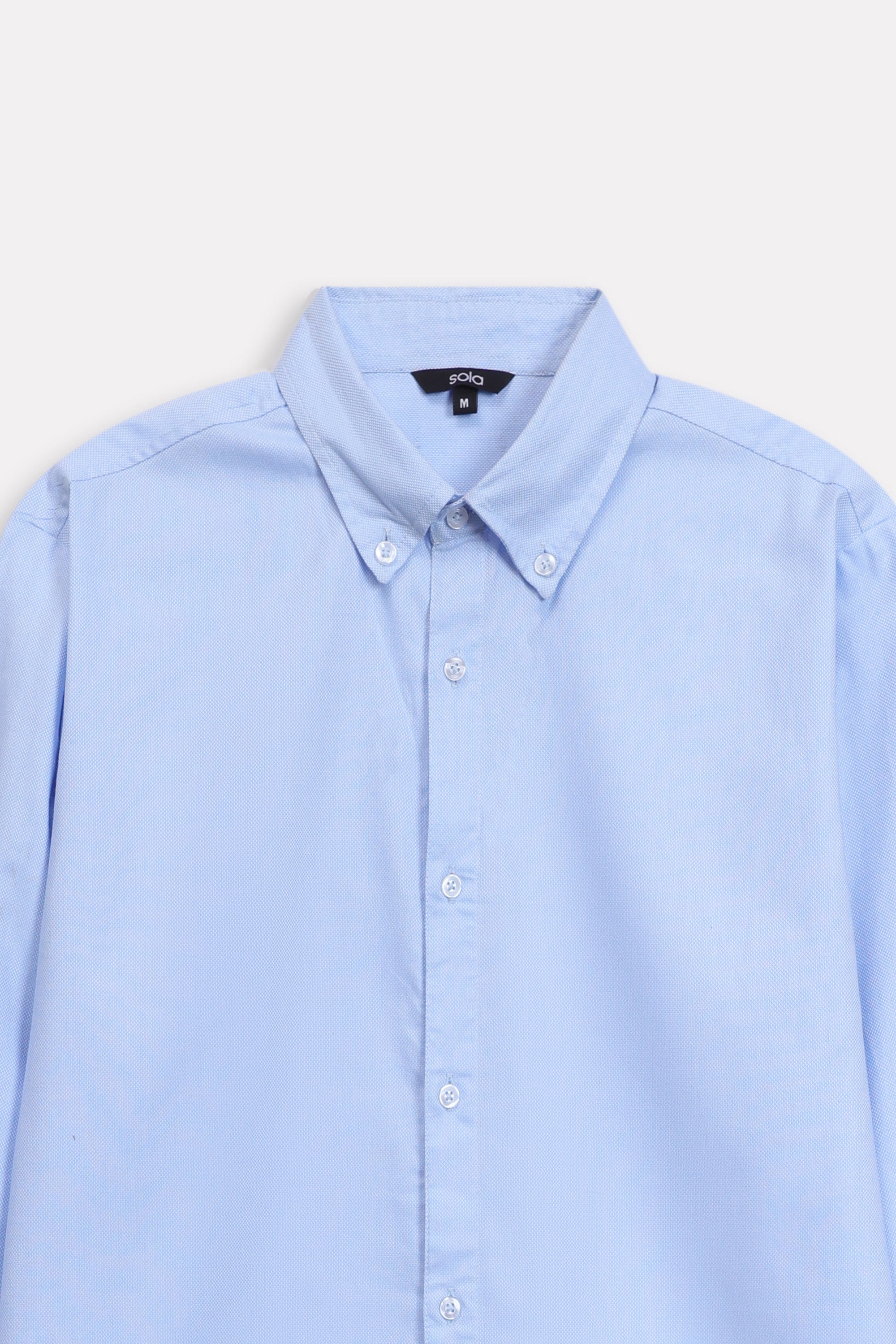 Additional view of the blue slim fit textured oxford shirt, by SOLA Pakistan.