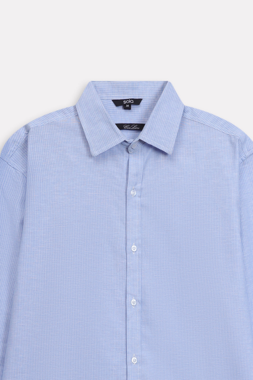 Additional view of the blue stripe relaxed fit striped shirt, by SOLA Pakistan.