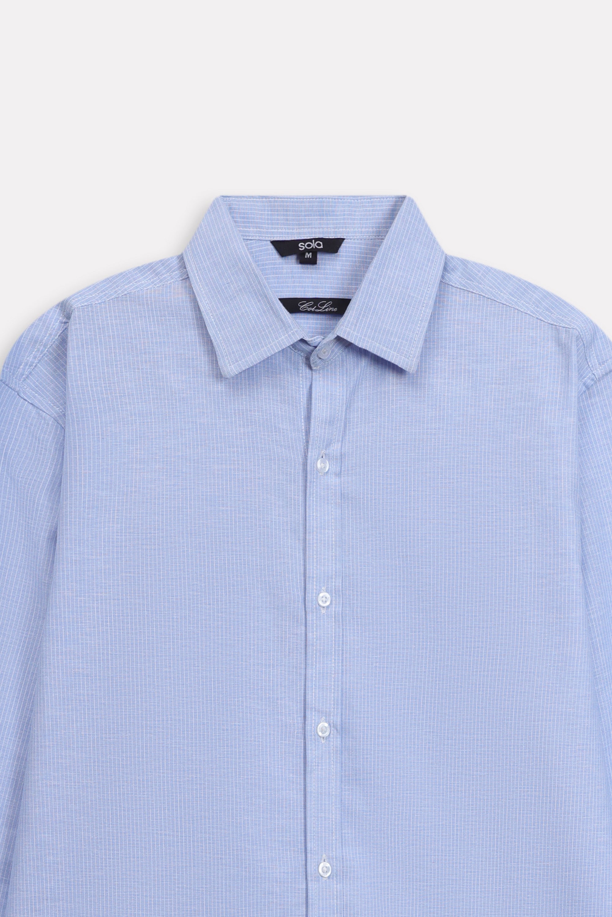 Additional view of the blue stripe relaxed fit striped shirt, by SOLA Pakistan.
