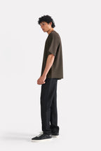 Brown drop shoulder cotton t-shirt, full styled look, by SOLA Pakistan.